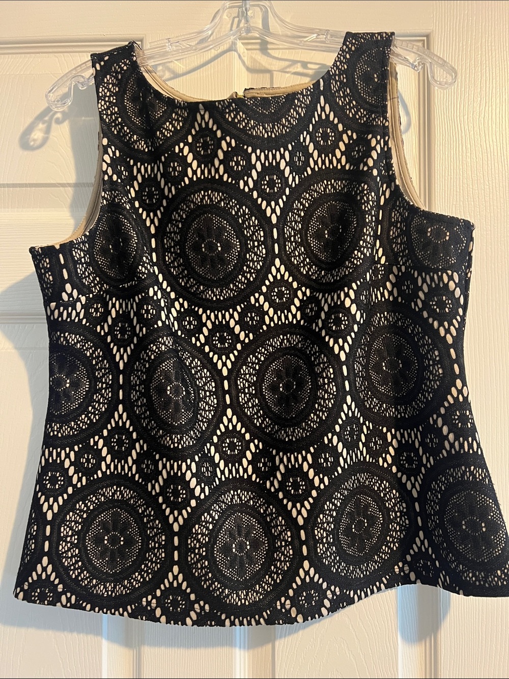 Tacera Black Lace Overlay Tank with Cream Underlay